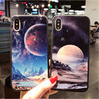 For iphone X tempered glass case slim soft TPU natural scenery pattern marble OEM phone cover