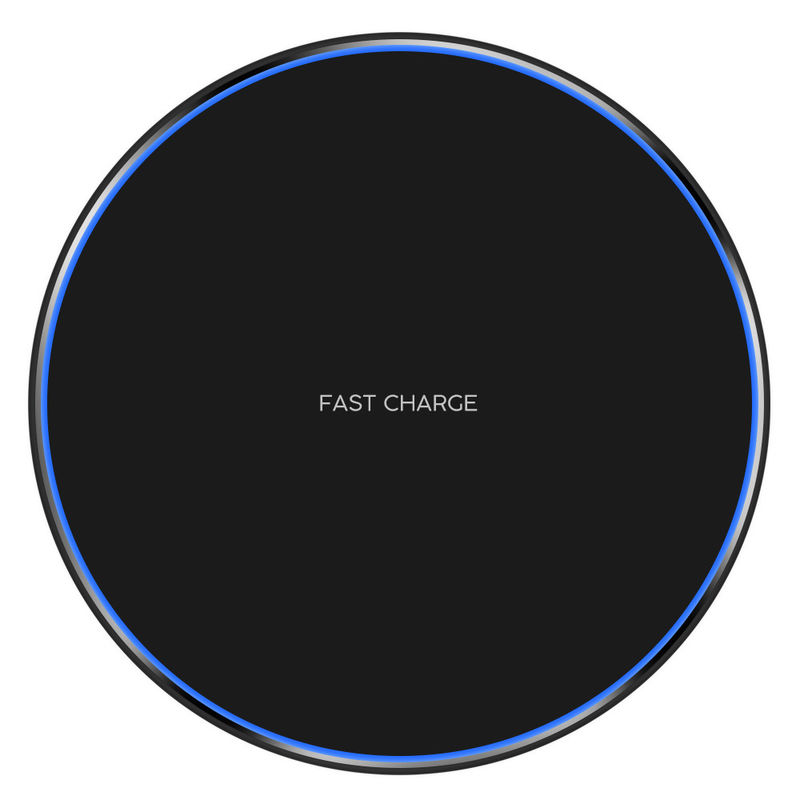 Get Fast Charging for Iphone X with Fashionable Ultra Thin Round ABS Qi Wireless Portable Charger